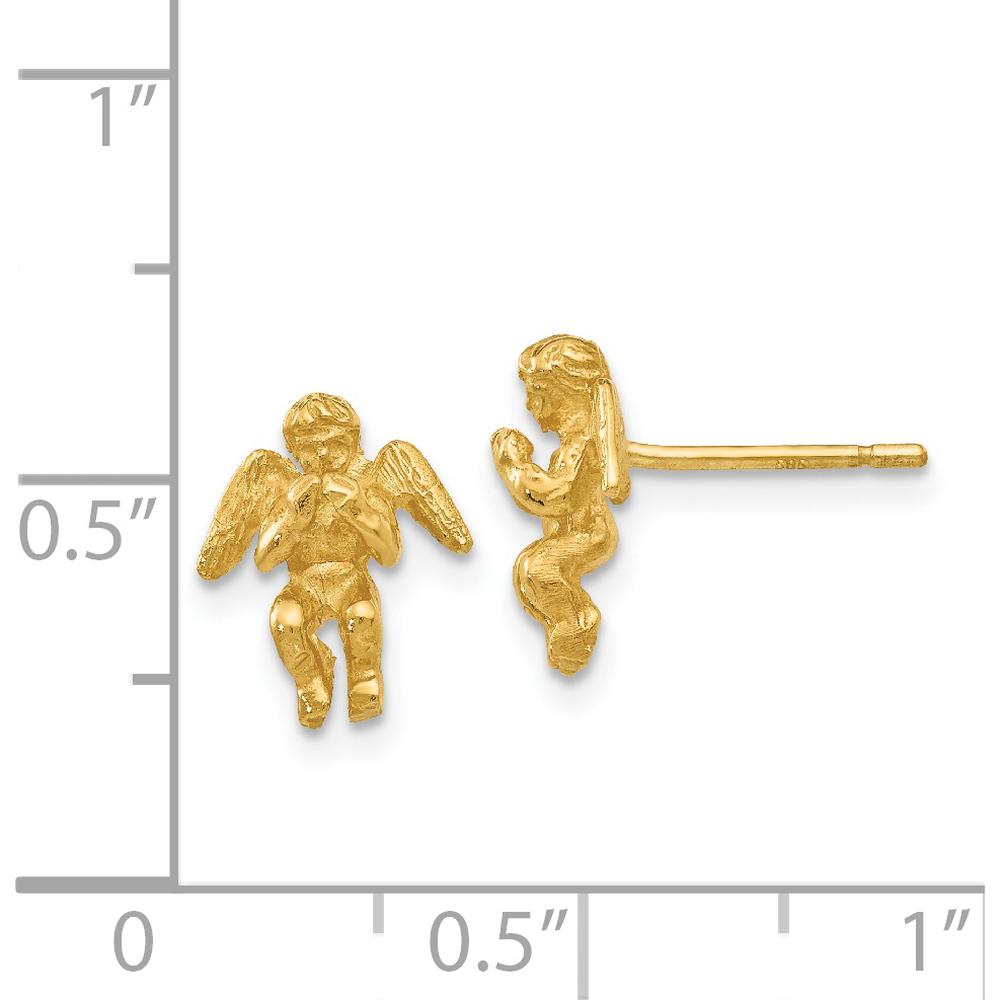 14K Yellow Gold Polished and Diamond-Cut Angel Stud Earrings by 0