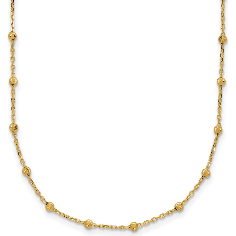 14K Yellow Gold Polished and Diamond-Cut Beaded 16.75" Station Necklace by 0