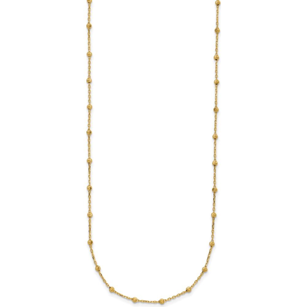 14K Yellow Gold Polished and Diamond-Cut Beaded 16.75" Station Necklace by 0