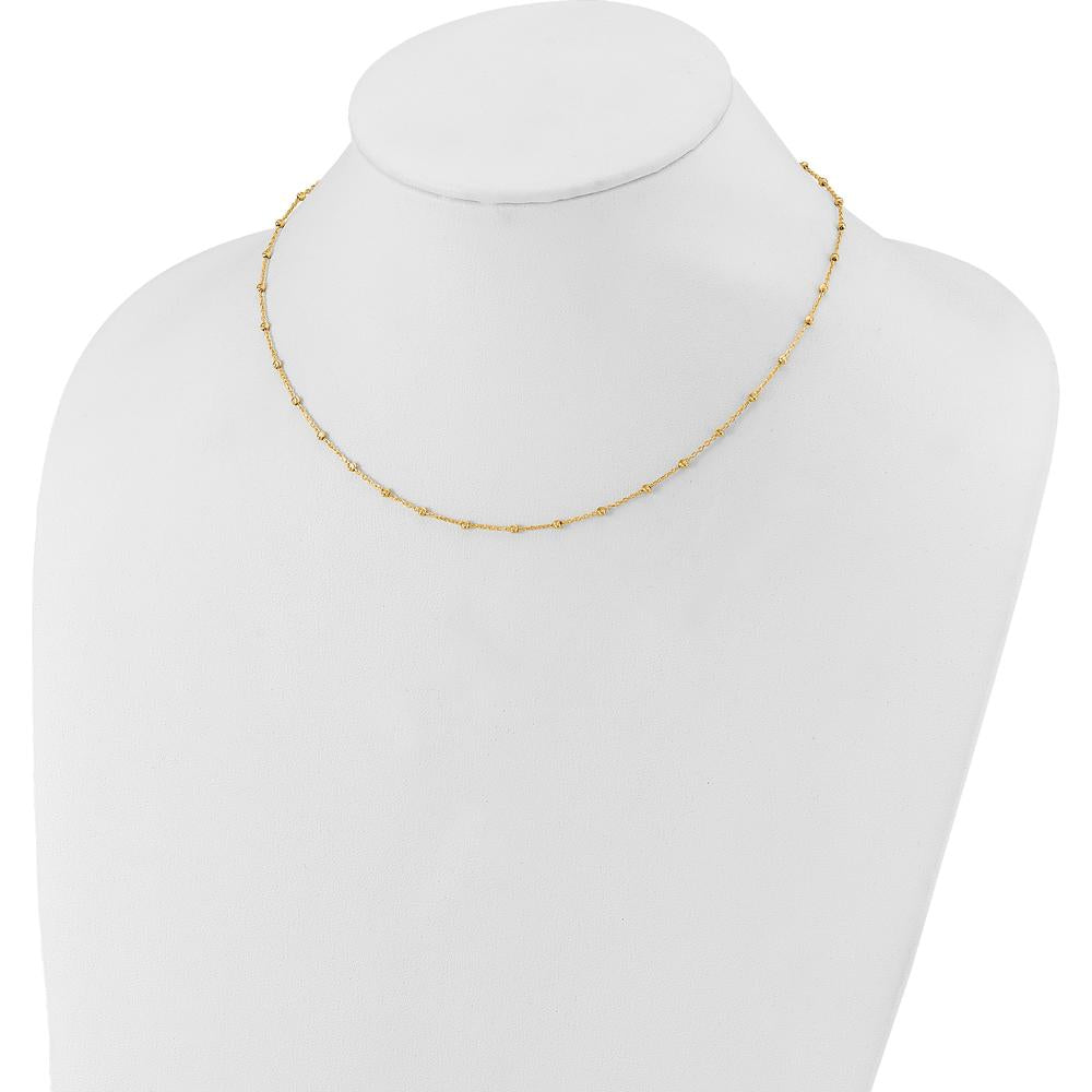 14K Yellow Gold Polished and Diamond-Cut Beaded 16.75" Station Necklace by 0