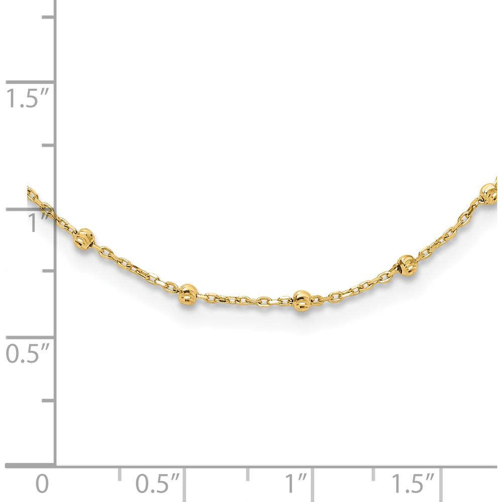 14K Yellow Gold Polished and Diamond-Cut Beaded 16.75" Station Necklace by 0
