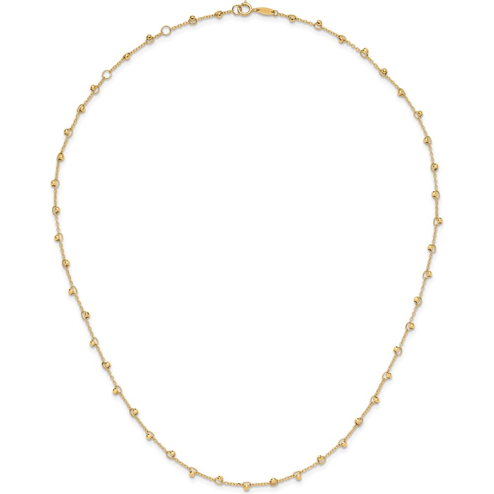 14K Yellow Gold Polished and Diamond-Cut Beaded 16" Necklace with 2" Extender by 0