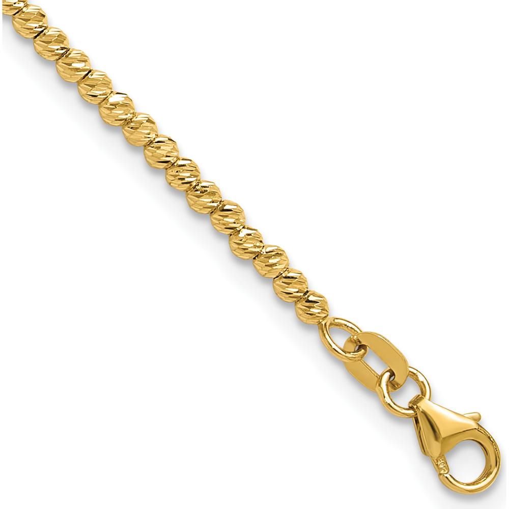 14K Yellow Gold Polished and Diamond-Cut Beaded 7.5" Bracelet by 0