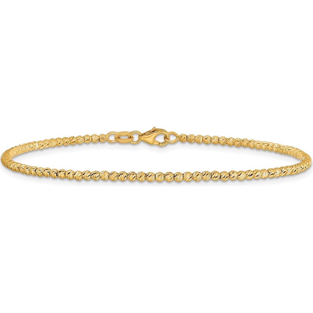 14K Yellow Gold Polished and Diamond-Cut Beaded 7.5" Bracelet by 0