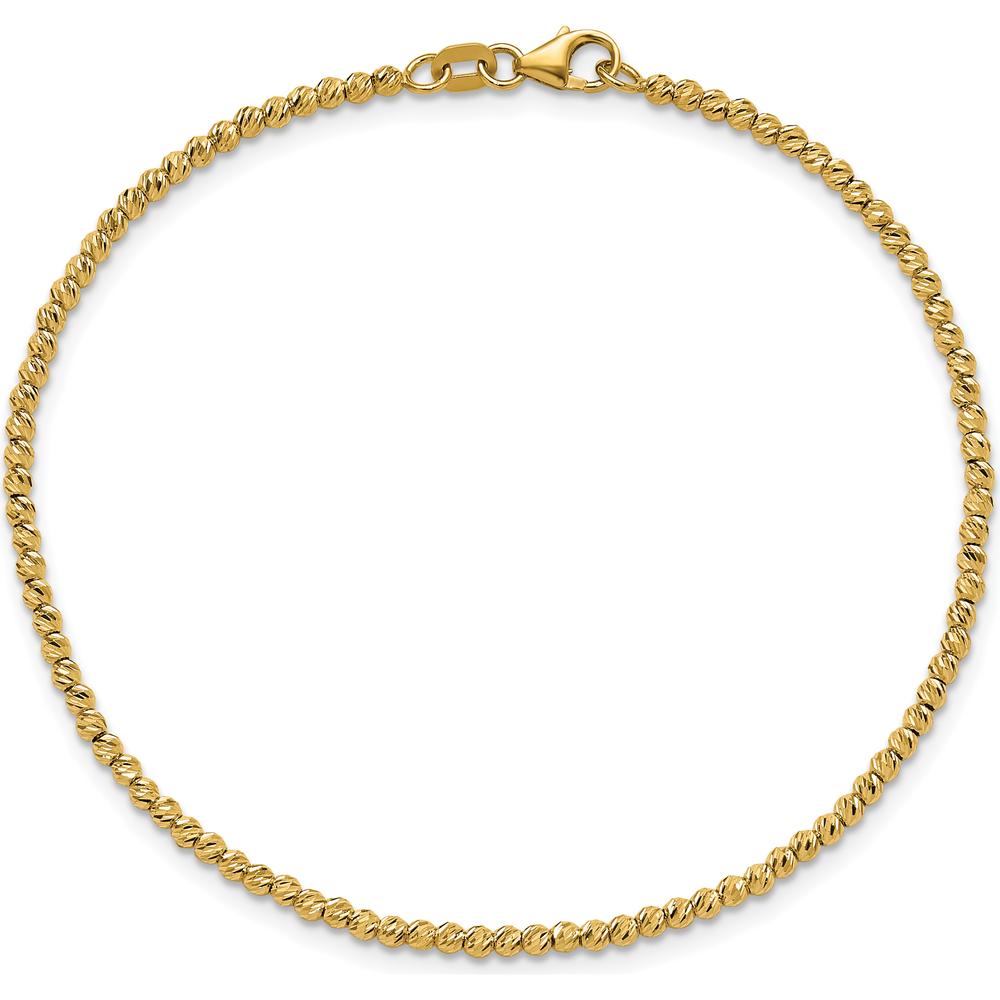 14K Yellow Gold Polished and Diamond-Cut Beaded 7.5" Bracelet by 0