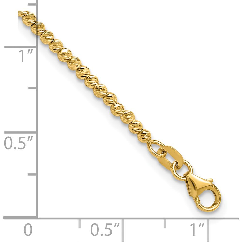 14K Yellow Gold Polished and Diamond-Cut Beaded 7.5" Bracelet by 0