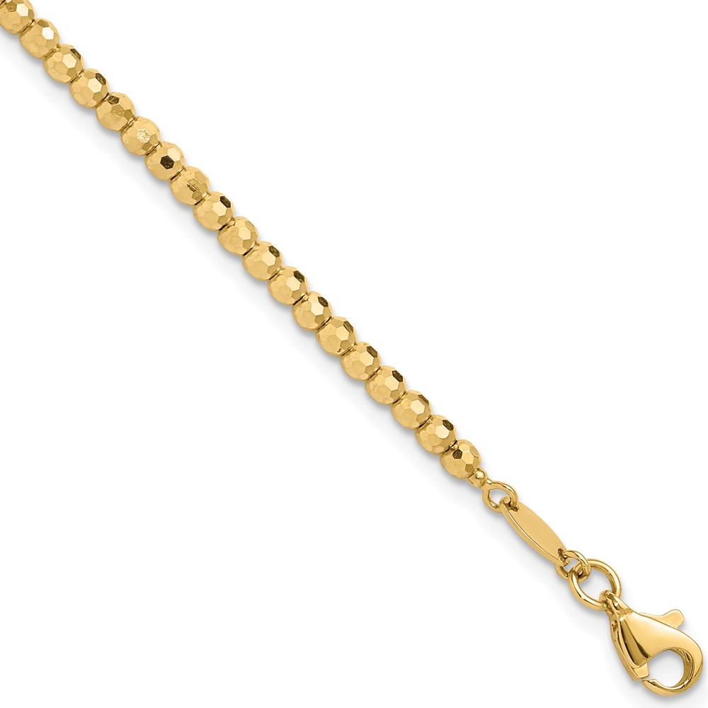 14K Yellow Gold Polished and Diamond-Cut Beaded Bracelet - 7.25" Length by Oro Pregiato