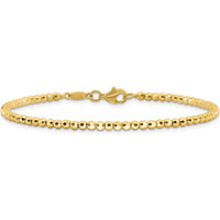 14K Yellow Gold Polished and Diamond-Cut Beaded Bracelet - 7.25" Length by Oro Pregiato