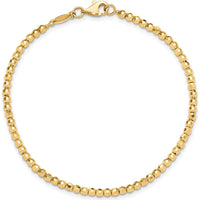14K Yellow Gold Polished and Diamond-Cut Beaded Bracelet - 7.25" Length by Oro Pregiato