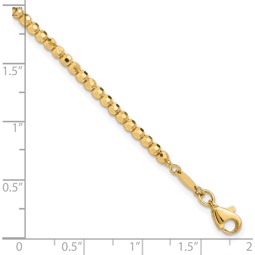 14K Yellow Gold Polished and Diamond-Cut Beaded Bracelet - 7.25" Length by Oro Pregiato