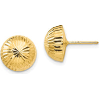 14K Yellow Gold Polished & Diamond-Cut Button Post Earrings - 10mm by Madi K
