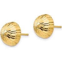 14K Yellow Gold Polished & Diamond-Cut Button Post Earrings - 10mm by Madi K