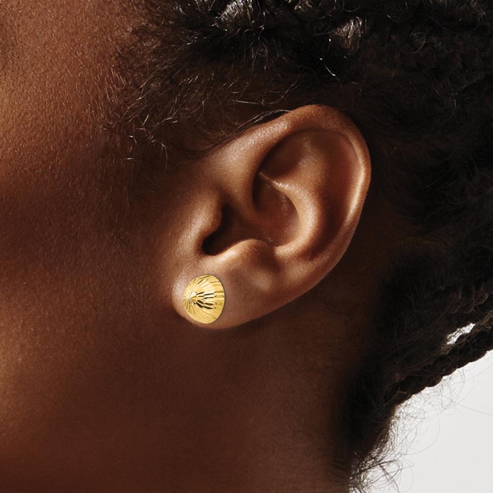 14K Yellow Gold Polished & Diamond-Cut Button Post Earrings - 10mm by Madi K