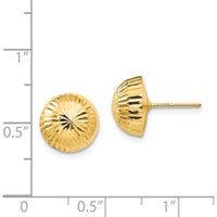 14K Yellow Gold Polished & Diamond-Cut Button Post Earrings - 10mm by Madi K