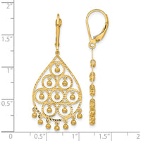 14K Yellow Gold Polished and Diamond-Cut Chandelier Dangle Earrings - 45mm Length by 0
