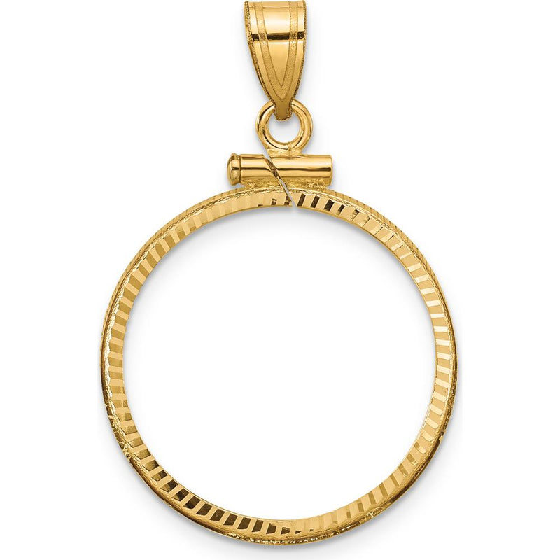 14K Yellow Gold Polished and Diamond-Cut Coin Bezel Pendant - 21.6mm Diameter by Numis Coin Jewelry