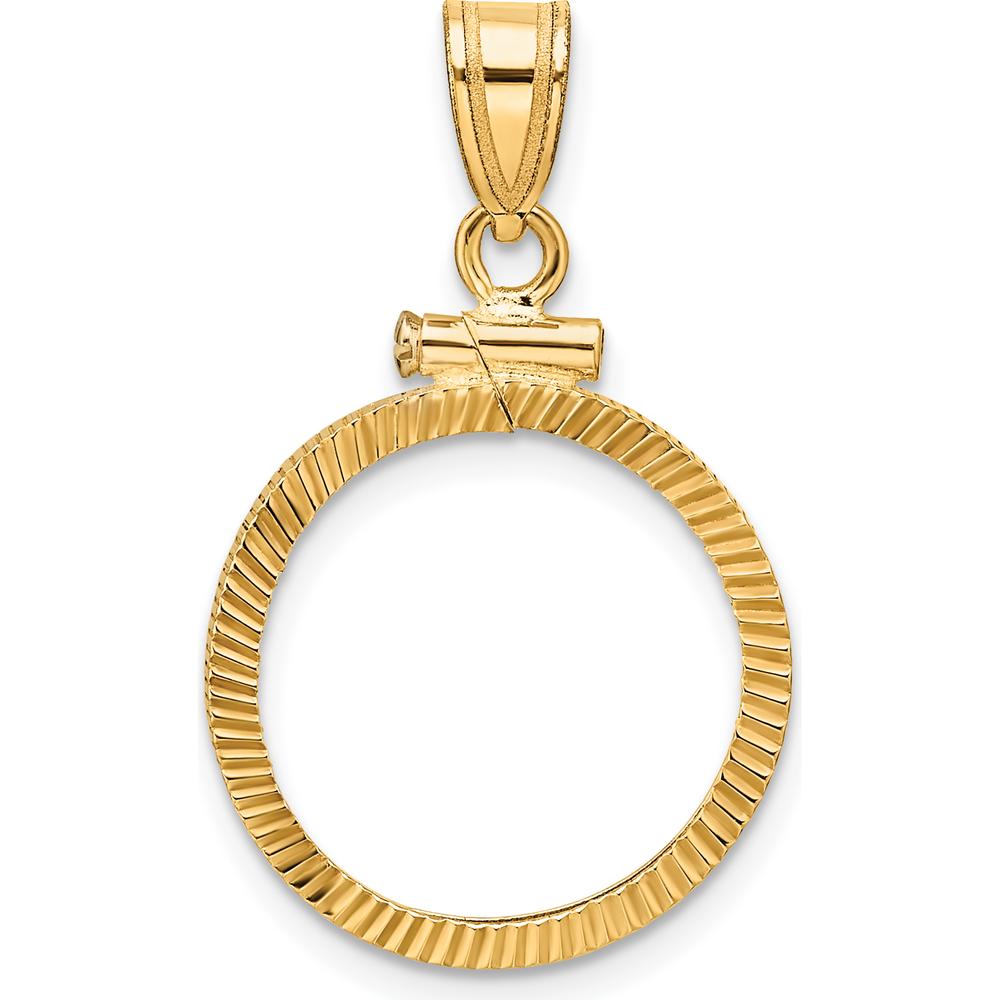 14K Yellow Gold Polished and Diamond-Cut Coin Bezel Pendant - Holds 1/10 oz. American Eagle Coin by Numis Coin Jewelry