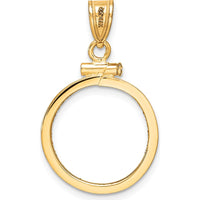 14K Yellow Gold Polished and Diamond-Cut Coin Bezel Pendant - Holds 1/10 oz. American Eagle Coin by Numis Coin Jewelry