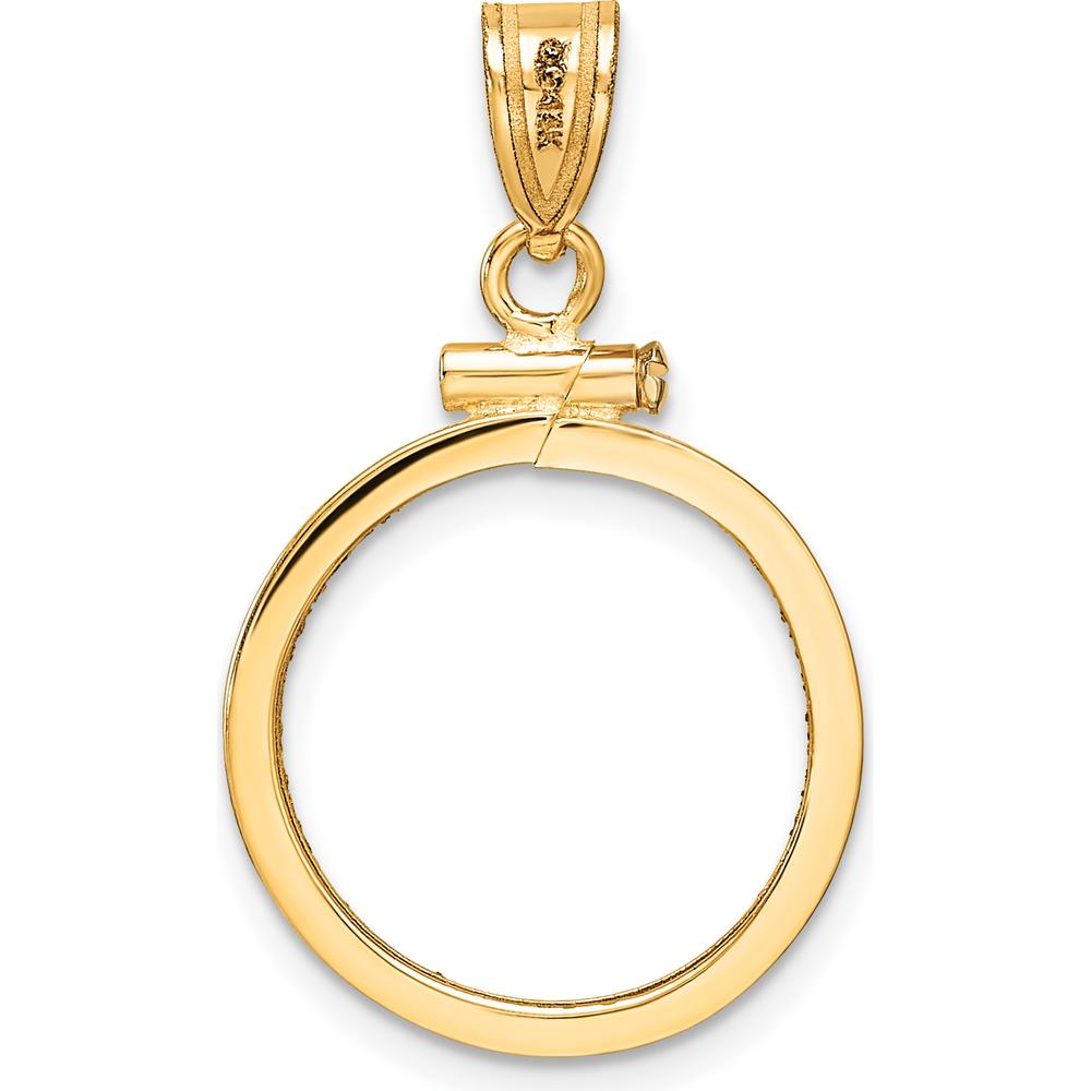 14K Yellow Gold Polished and Diamond-Cut Coin Bezel Pendant - Holds 1/10 oz. American Eagle Coin by Numis Coin Jewelry