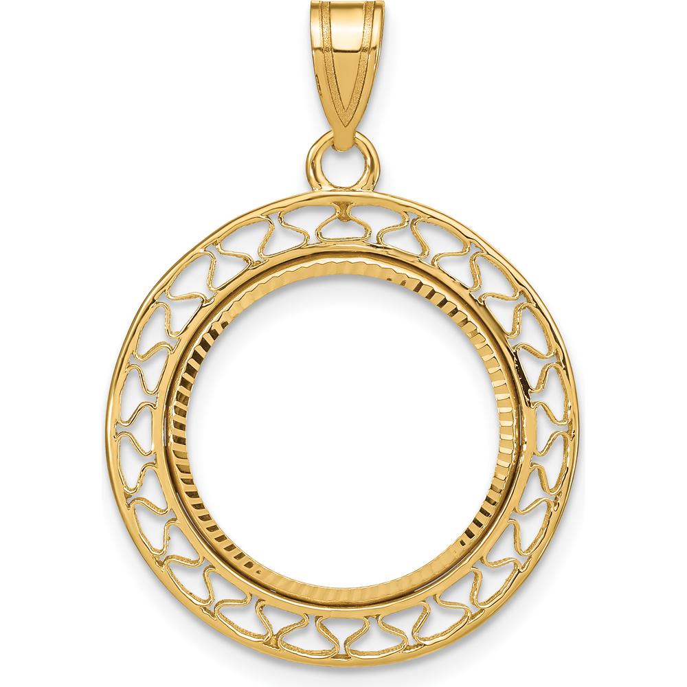 14K Yellow Gold Polished and Diamond-Cut Coin Bezel Pendant - Holds 1/10 oz. American Eagle Coin by Numis Coin Jewelry