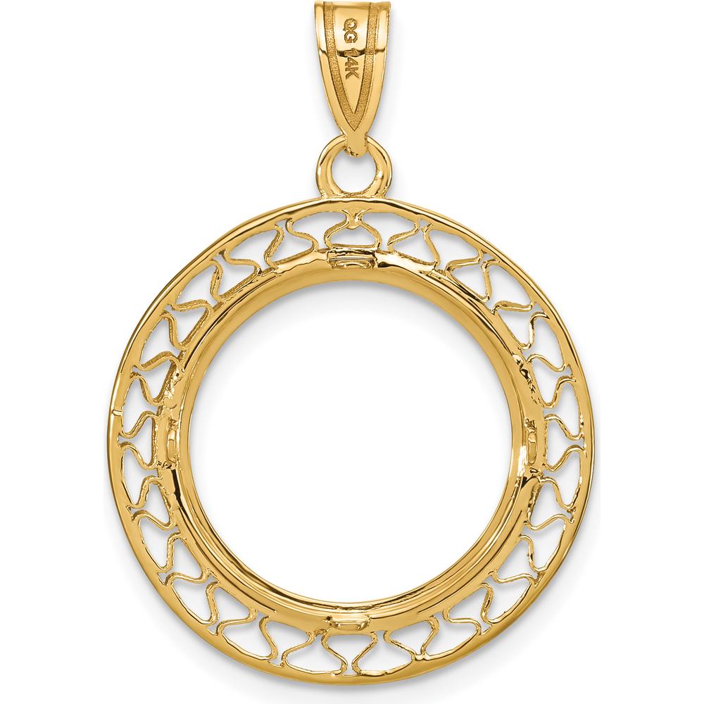 14K Yellow Gold Polished and Diamond-Cut Coin Bezel Pendant - Holds 1/10 oz. American Eagle Coin by Numis Coin Jewelry