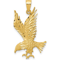 14K Yellow Gold Polished and Diamond-Cut Eagle Pendant - 30mm by Oro Pregiato