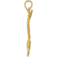 14K Yellow Gold Polished and Diamond-Cut Eagle Pendant - 30mm by Oro Pregiato