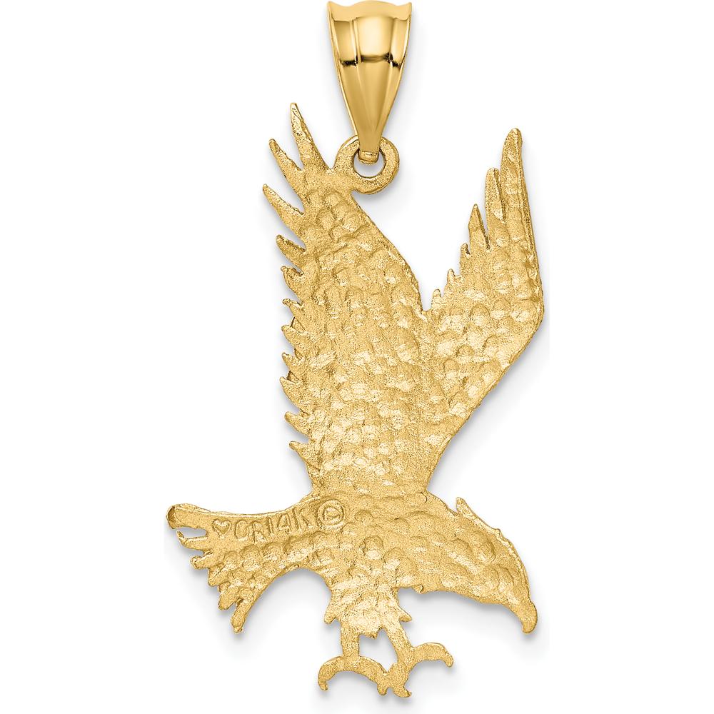 14K Yellow Gold Polished and Diamond-Cut Eagle Pendant - 30mm by Oro Pregiato