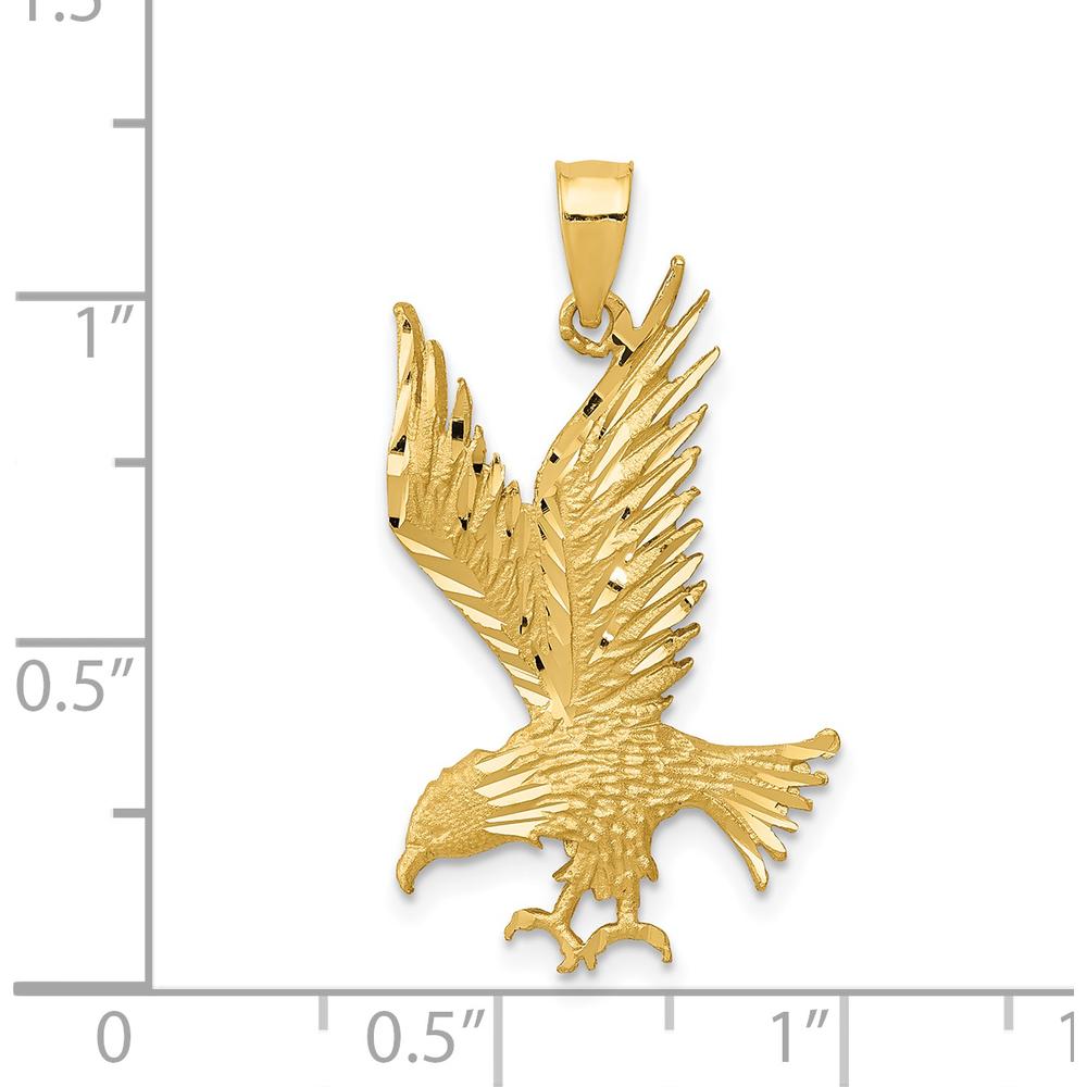 14K Yellow Gold Polished and Diamond-Cut Eagle Pendant - 30mm by Oro Pregiato
