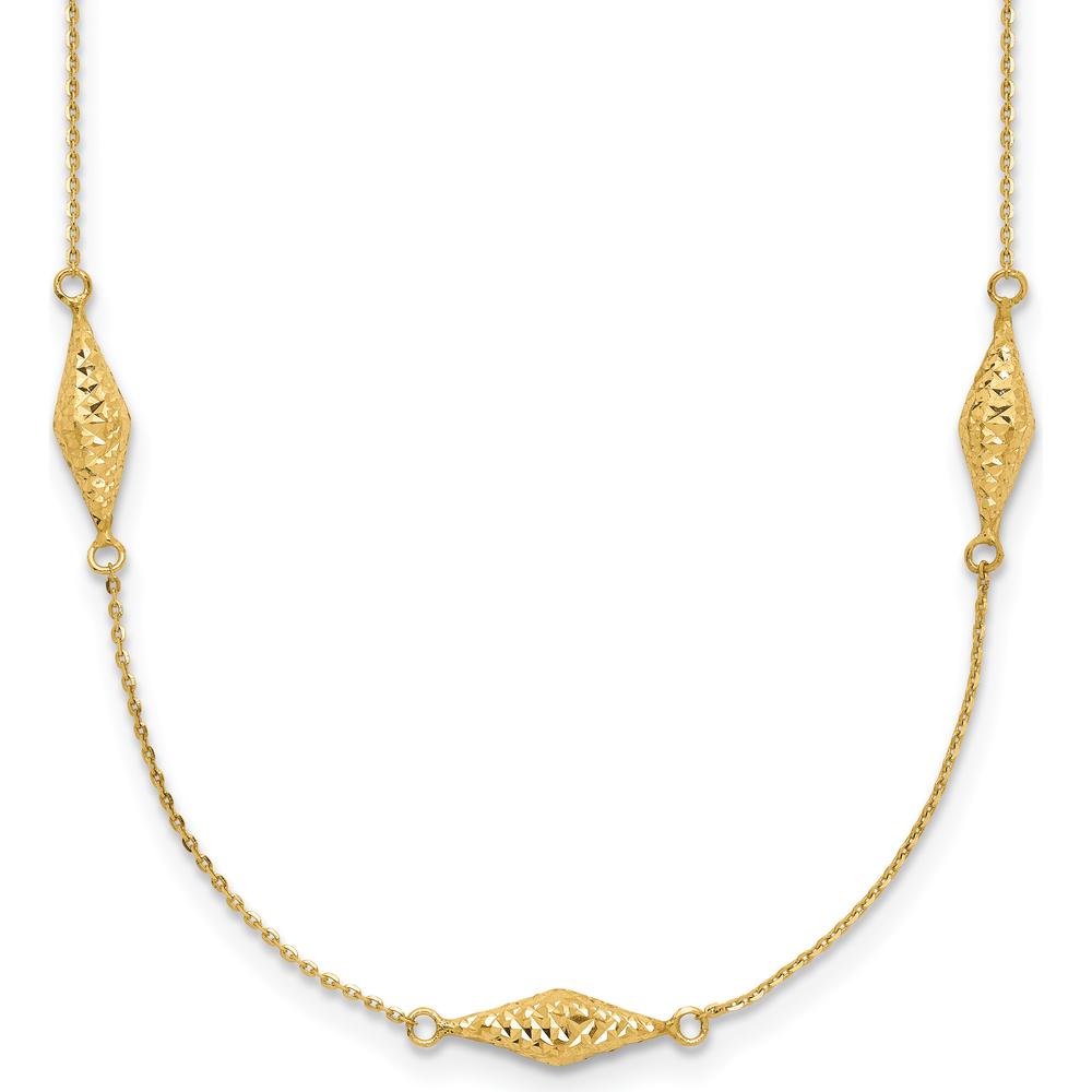 14K Yellow Gold Polished and Diamond-Cut Fancy Beaded 18" Necklace by 0
