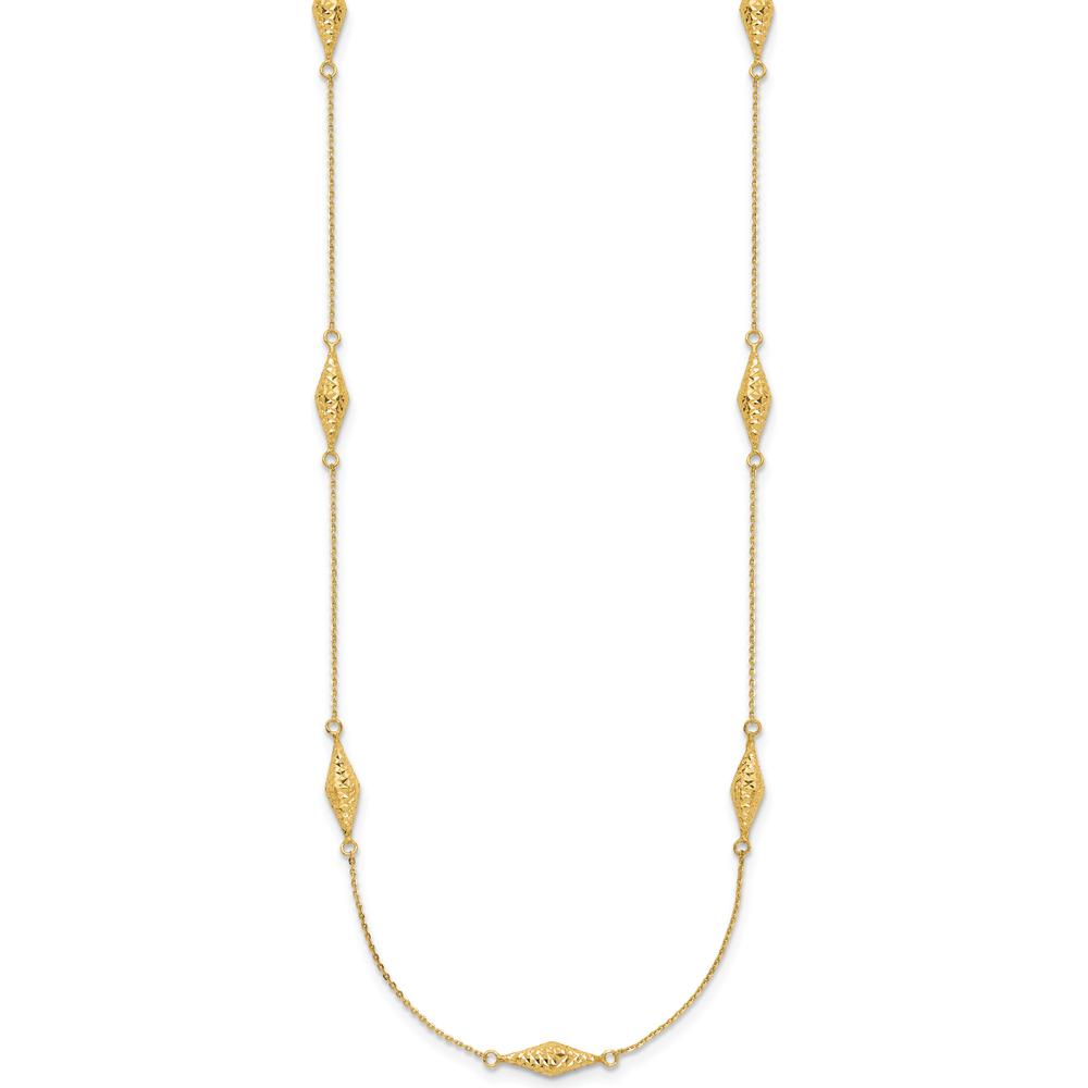 14K Yellow Gold Polished and Diamond-Cut Fancy Beaded 18" Necklace by 0