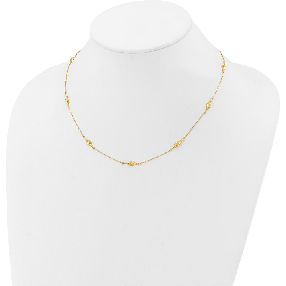 14K Yellow Gold Polished and Diamond-Cut Fancy Beaded 18" Necklace by 0