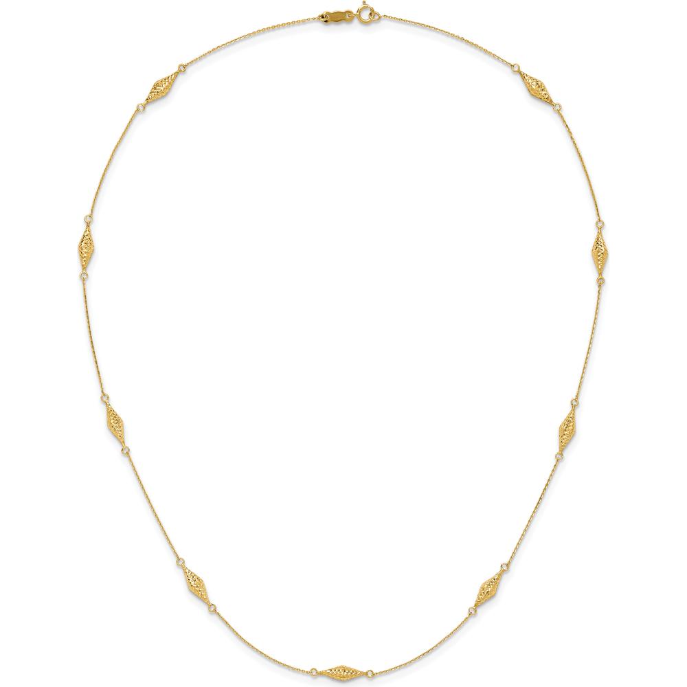 14K Yellow Gold Polished and Diamond-Cut Fancy Beaded 18" Necklace by 0