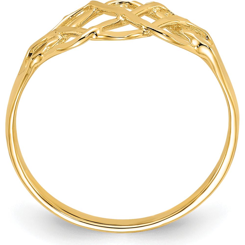 14K Yellow Gold Polished and Diamond-Cut Fancy Fashion Ring with Tapered Band by Oro Pregiato