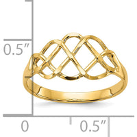 14K Yellow Gold Polished and Diamond-Cut Fancy Fashion Ring with Tapered Band by Oro Pregiato