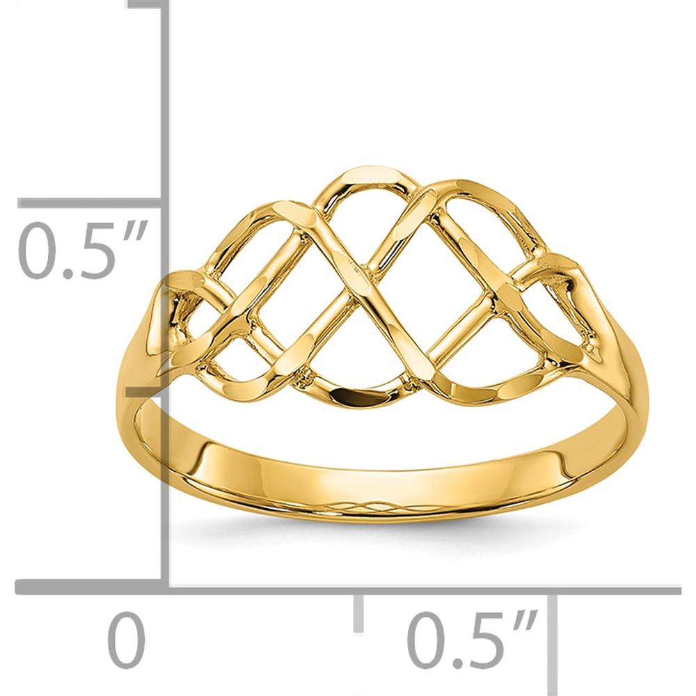 14K Yellow Gold Polished and Diamond-Cut Fancy Fashion Ring with Tapered Band by Oro Pregiato