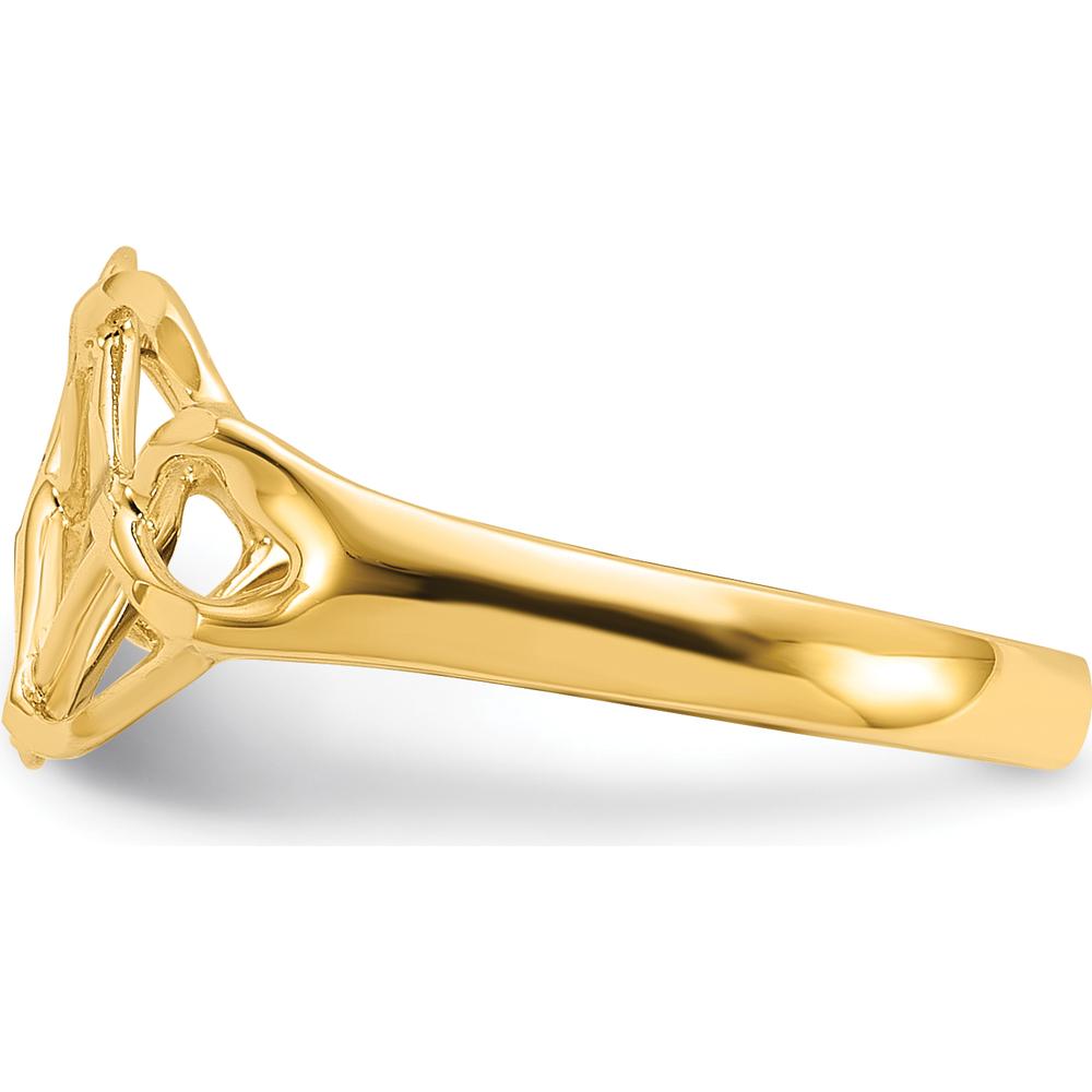 14K Yellow Gold Polished and Diamond-Cut Fancy Fashion Ring with Tapered Band by Oro Pregiato