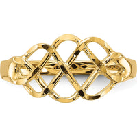 14K Yellow Gold Polished and Diamond-Cut Fancy Fashion Ring with Tapered Band by Oro Pregiato