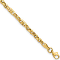14K Yellow Gold Polished and Diamond-cut Fancy Link 7.5" Bracelet by 0