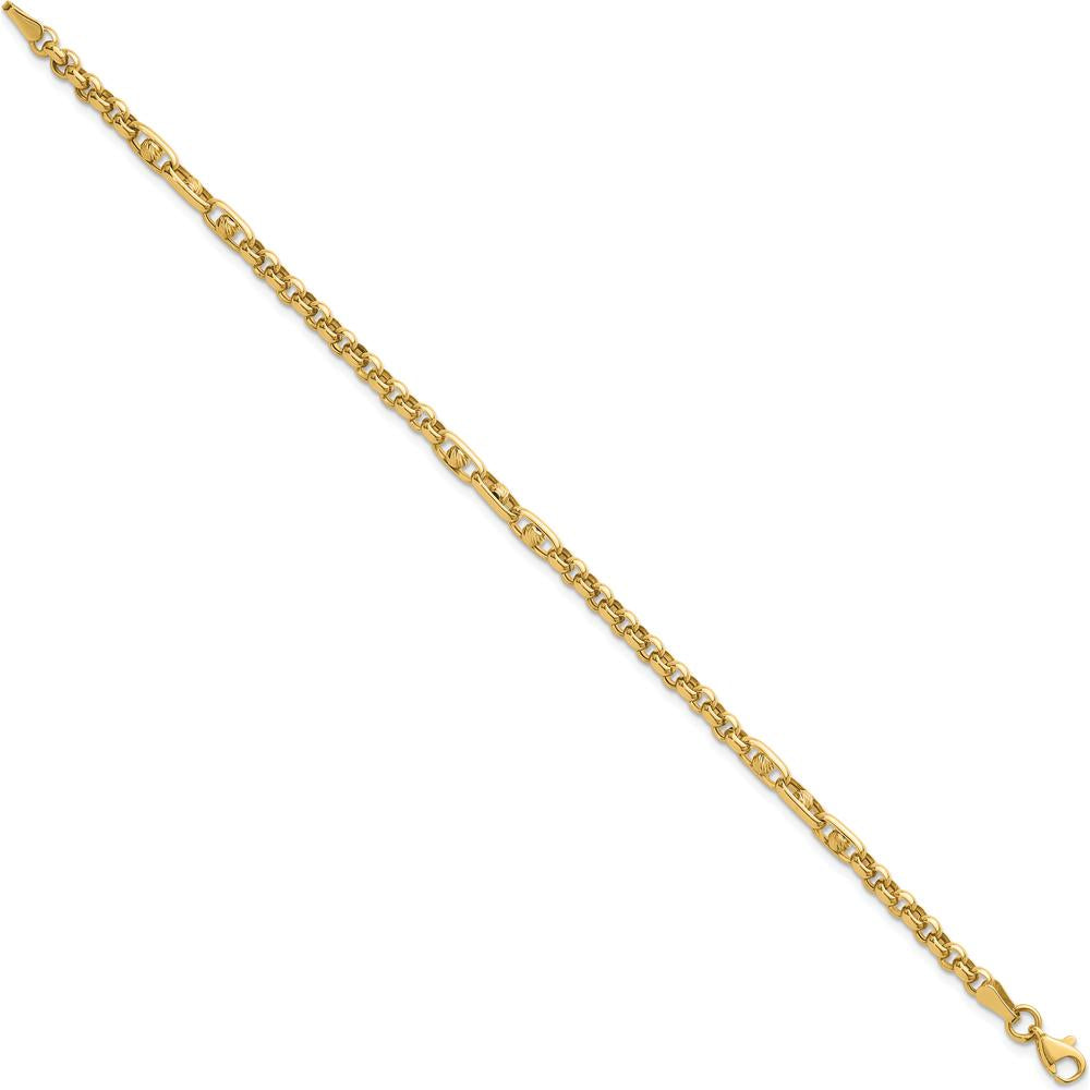 14K Yellow Gold Polished and Diamond-cut Fancy Link 7.5" Bracelet by 0