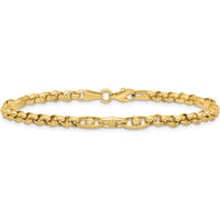 14K Yellow Gold Polished and Diamond-cut Fancy Link 7.5" Bracelet by 0