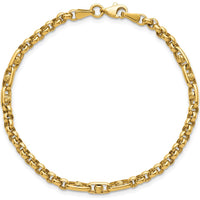 14K Yellow Gold Polished and Diamond-cut Fancy Link 7.5" Bracelet by 0
