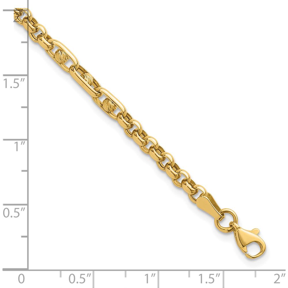 14K Yellow Gold Polished and Diamond-cut Fancy Link 7.5" Bracelet by 0