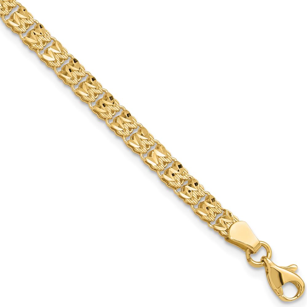 14K Yellow Gold Polished and Diamond-Cut Fancy Link 7.75" Bracelet by Oro Pregiato