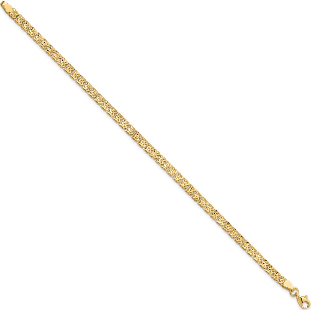 14K Yellow Gold Polished and Diamond-Cut Fancy Link 7.75" Bracelet by Oro Pregiato