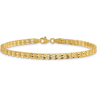 14K Yellow Gold Polished and Diamond-Cut Fancy Link 7.75" Bracelet by Oro Pregiato