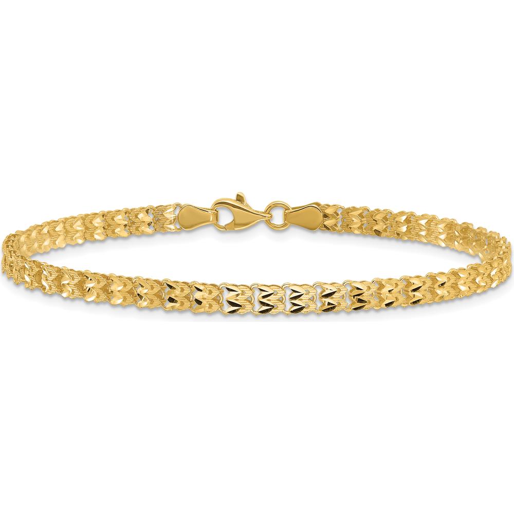 14K Yellow Gold Polished and Diamond-Cut Fancy Link 7.75" Bracelet by Oro Pregiato