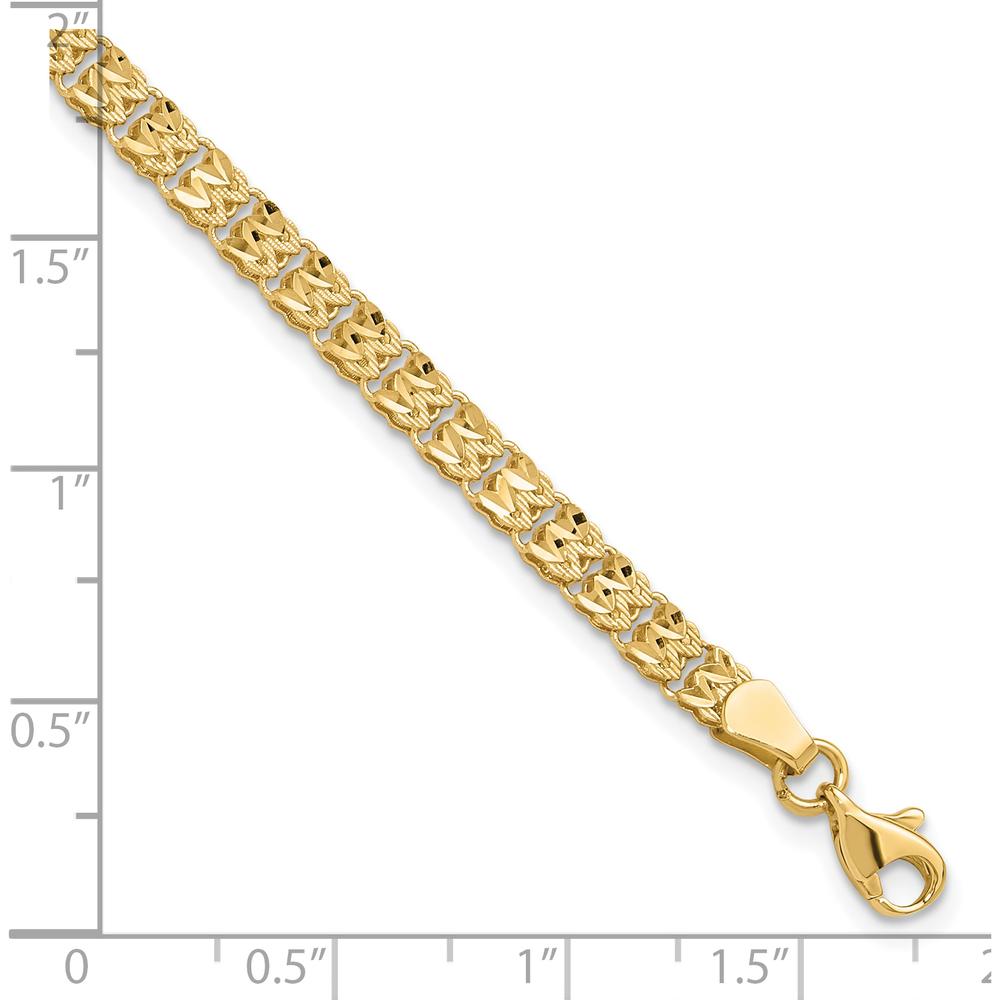 14K Yellow Gold Polished and Diamond-Cut Fancy Link 7.75" Bracelet by Oro Pregiato