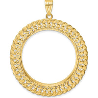 14K Yellow Gold Polished and Diamond-Cut Heart and Rope Coin Bezel Pendant - 44.8mm Width, 48mm Length by Numis Coin Jewelry