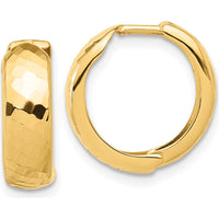 14K Yellow Gold Polished and Diamond-Cut Huggie Hoop Earrings by 0